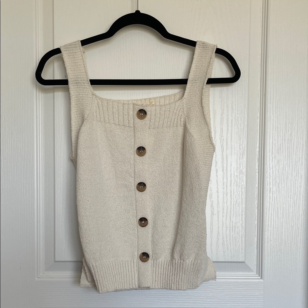 Chic Cream Button-Down Tank Top